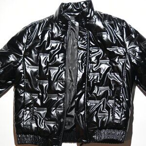 Men | Stone Falcon Black Quilted Puffer Bomber Jacket Full Zip